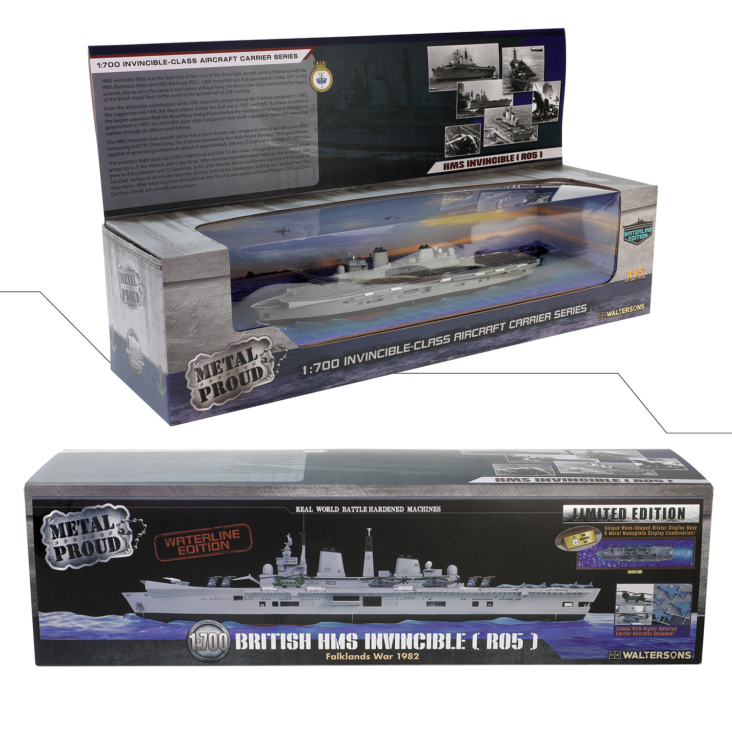 HMS Invincible(R05) Light Aircraft Carrier, Waterline edition Falklands War,1982
